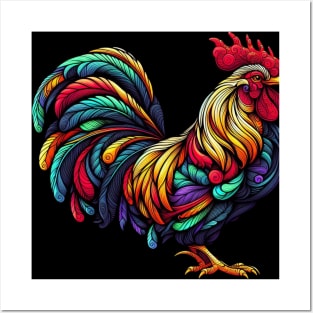 colorful rooster Posters and Art